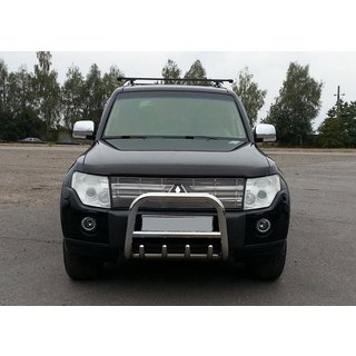 Priekšējais aizsargstienis (kengurins) QT006 (nerūsējošais tērauds) Mitsubishi Pajero Wagon III 1999–2006 foto 1