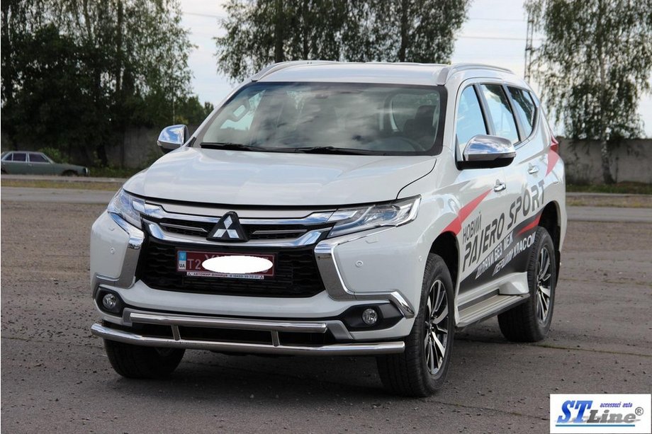 Mitsubishi Pajero Sport 2015– Priekšējais aizsargstienis ST016 (nerūsējošais tērauds) Foto 2