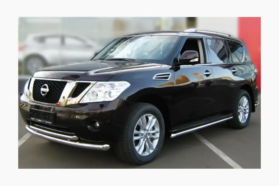 Nissan Pathfinder R51 2005–2014 Dubultais priekšējais aizsargstienis (nerūsējošais tērauds) Image