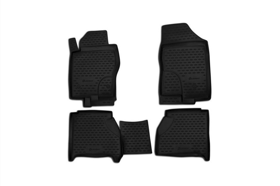 Nissan Navara 2006–2015 (2010-2015) Gumijas salona paklājiņi (4 gab., Novline) ar izgriezumiem aizmugurējam sēdeklim Image