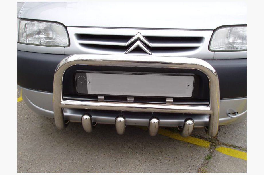 Peugeot Partner 1996–2008 Priekšējais aizsargstienis (kengurins) QT006 (nerūsējošais tērauds) 51 mm Image
