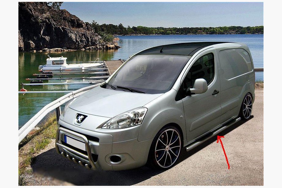 Citroen Berlingo 2008–2018 Sānu caurules (2 gab., nerūs. tērauds) 60 mm, ar plastmasas pakāpieniem Image