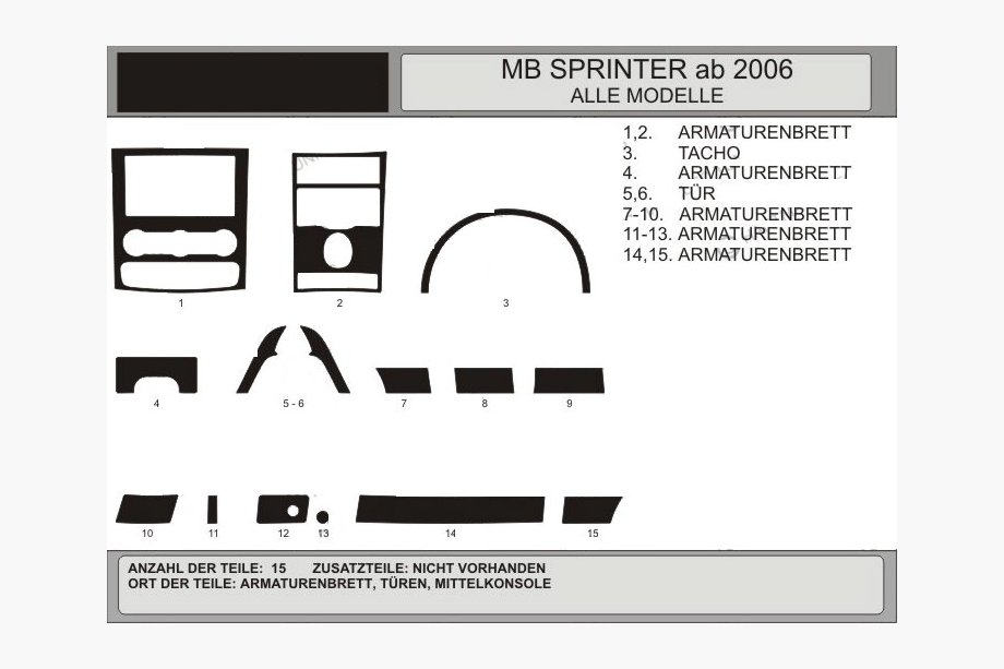 Mercedes Sprinter W906 2006–2018 Paneļa uzliku komplekts (15 detaļas, VIP-Hartman) Sarkans Image