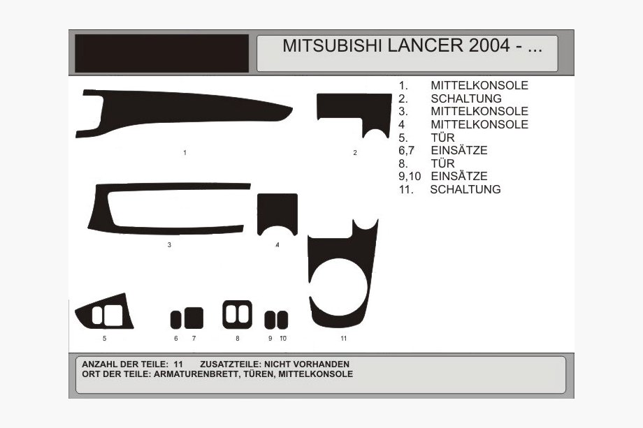 Mitsubishi Lancer 9 2004–2008 Paneļa uzlikas (Hartman) Alumīnijs Image