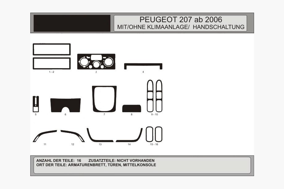 Peugeot 207 2006–2014 Paneļa uzlikas (Hartman) Riekstkoks Image