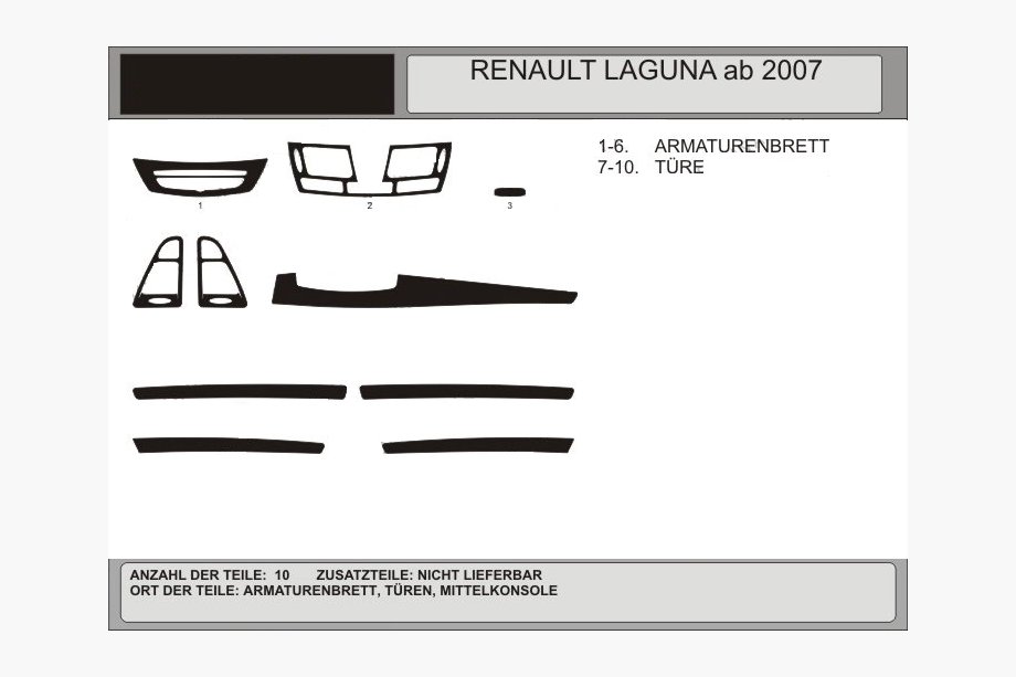 Renault Laguna 2007–2015 Paneļa uzlikas (Hartman, Polija) Alumīnijs Image