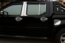 Nissan Navara 2006–2015 Hroma uzlikas durvju statņiem (6 gab., nerūsējošais tērauds) foto 1