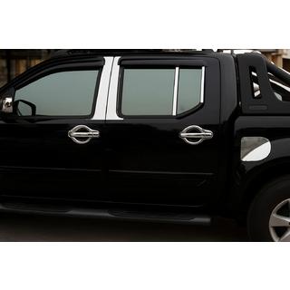 Hroma uzlikas durvju statņiem (6 gab., nerūsējošais tērauds) Nissan Navara 2006–2015 foto 1