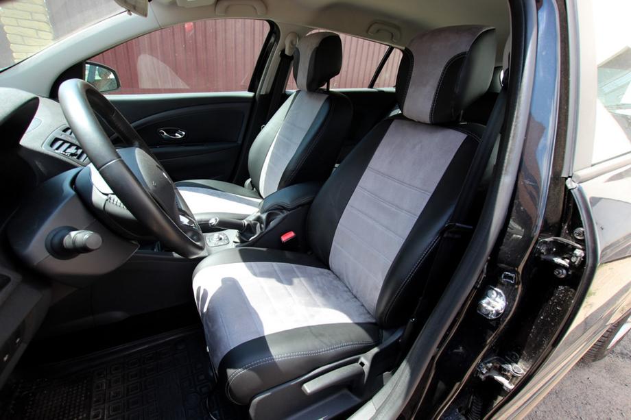 Renault Megane III 2009–2016 Automašīnas sēdekļu pārvalki eko āda + audums + Antara Antara A0010 (pilns salons) Foto 1