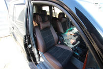 Toyota Land Cruiser Prado 120 2002–2009 Auto sēdekļu pārvalki eko āda + audums + Alcantara Antara A088 (pilns salons) foto 3
