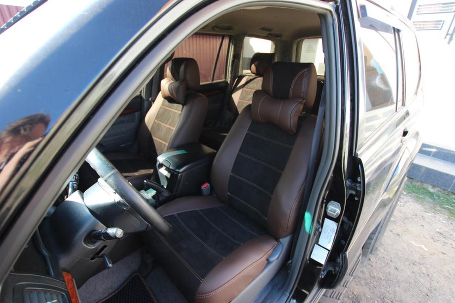 Toyota Land Cruiser Prado 120 2002–2009 Auto sēdekļu pārvalki eko āda + audums + Alcantara Antara A088 (pilns salons) Image