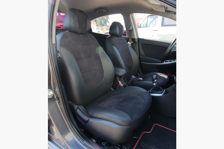 Hyundai Accent 2011–2017 Auto sēdekļu pārvalki eko āda+audums+Alcantara Antara A001 (pilns salona komplekts) Image