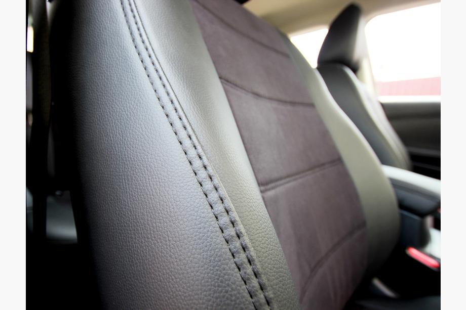 Nissan Qashqai 2014–2021 Auto sēdekļu pārvalki eko āda+audums+Alcantara Antara A001 (pilns salona komplekts) Foto 20