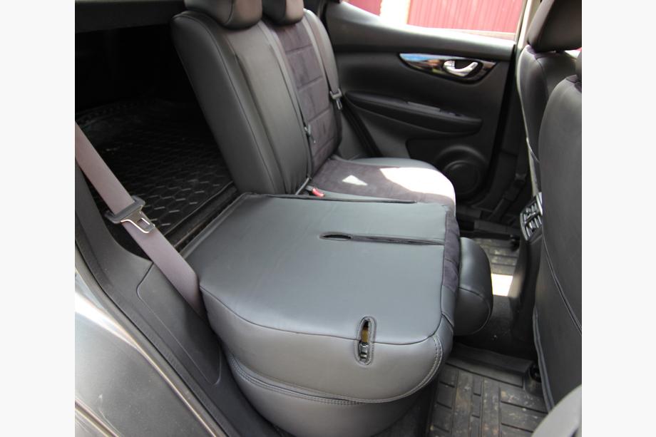 Nissan Qashqai 2014–2021 Auto sēdekļu pārvalki eko āda+audums+Alcantara Antara A001 (pilns salona komplekts) Foto 4