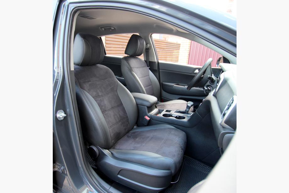 Kia Sportage 2015–2021 Auto sēdekļu pārvalki eko āda+audums+Alcantara Antara A001 (pilns salona komplekts) Foto 1