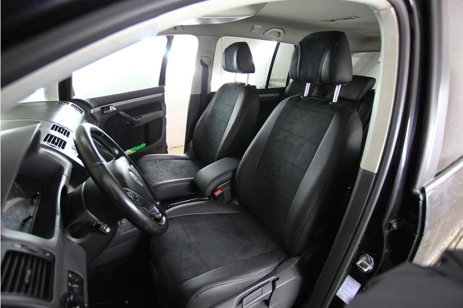 Volkswagen Touran 2003–2010 Auto sēdekļu pārvalki eko āda+audums+Alcantara Antara A001 (pilns salona komplekts) Foto 7