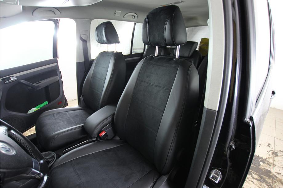 Volkswagen Touran 2003–2010 Auto sēdekļu pārvalki eko āda+audums+Alcantara Antara A001 (pilns salona komplekts) Foto 11