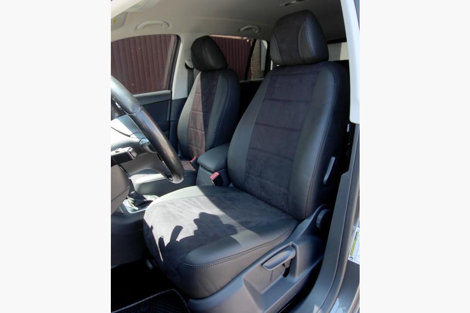 Volkswagen Tiguan 2016–2023 Auto sēdekļu pārvalki eko āda+audums+Alcantara Antara A001 (pilns salona komplekts) Image