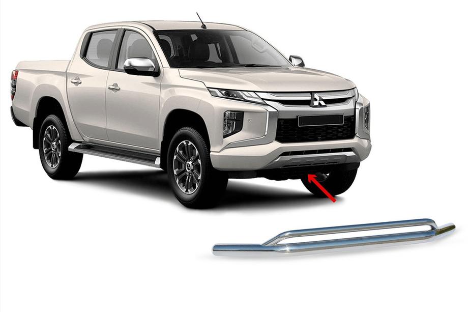 Mitsubishi L200 2015–2024 Priekšējais dubultais aizsargstienis no nerūsējošā tērauda Vegas 2019+ (76 mm) Foto 1