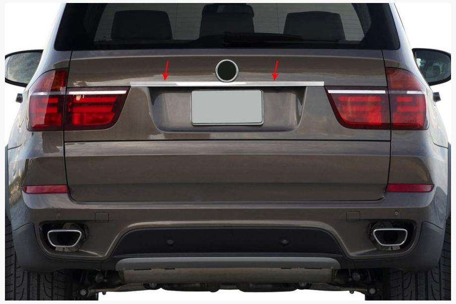 BMW X5 E70 2007–2013 Nerūsējošā tērauda līste virs numura zīmes Foto 1