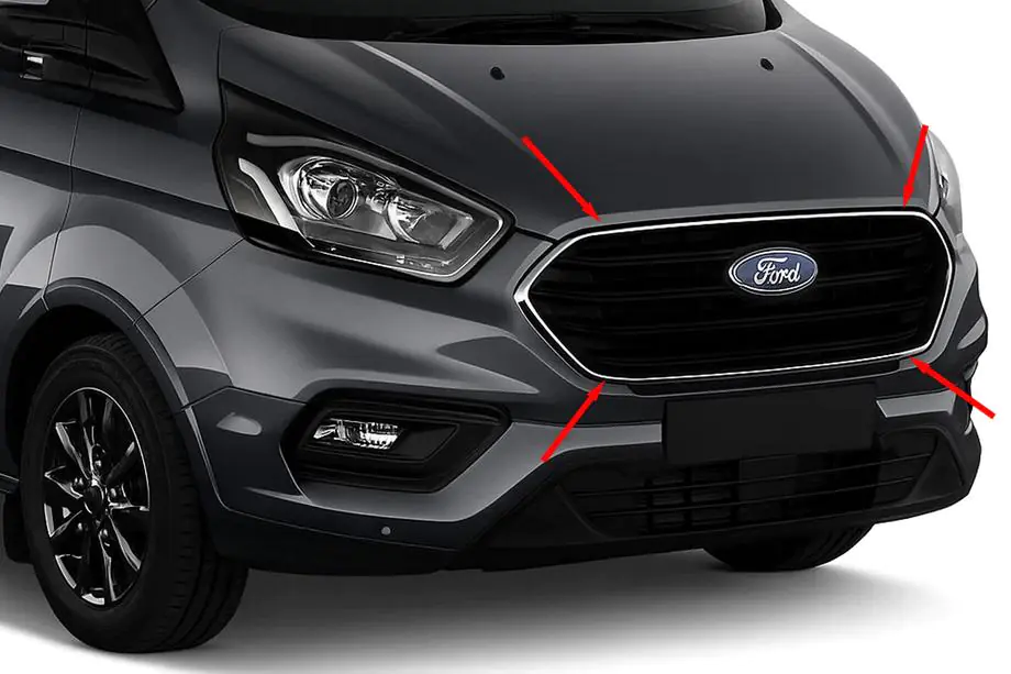 Ford Custom 2013–2022 Radiatora režģa apmale 2018+ (4 gab., nerūsējošais tērauds) Image