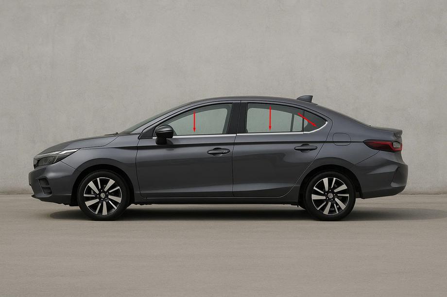 Honda City 2021– Logu apmales līstes SD (6 gab., nerūsējošais tērauds) Image