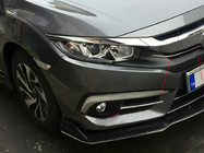 Honda Civic Sedans 2021– Priekšējās restes uzlikas (2 gab., nerūsējošais tērauds) foto 1