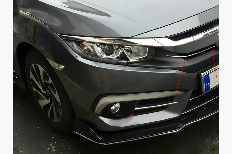 Honda Civic Sedans 2021– Priekšējās restes uzlikas (2 gab., nerūsējošais tērauds) Image