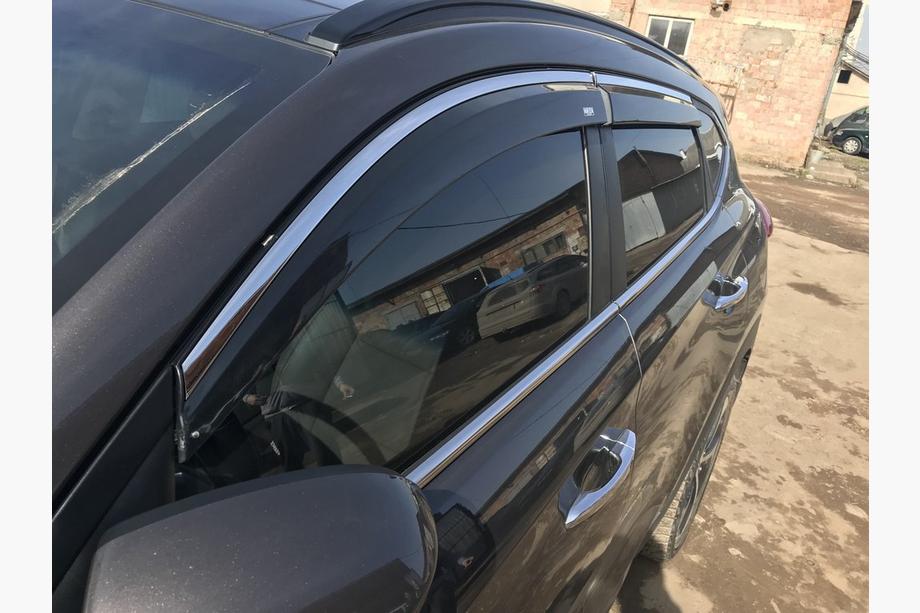 Hyundai Tucson TL 2016–2021 Logu deflektori ar hroma līsti (4 gab., Niken) Image