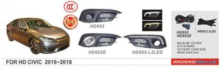 Honda Civic Sedans X 2016–2021 Miglas lukturi 2016-2019 (halogēna) foto 1