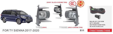 Toyota Sienna 2010–2020 Miglas lukturu komplekts 2017-2020 (2 gab., halogēna) foto 1