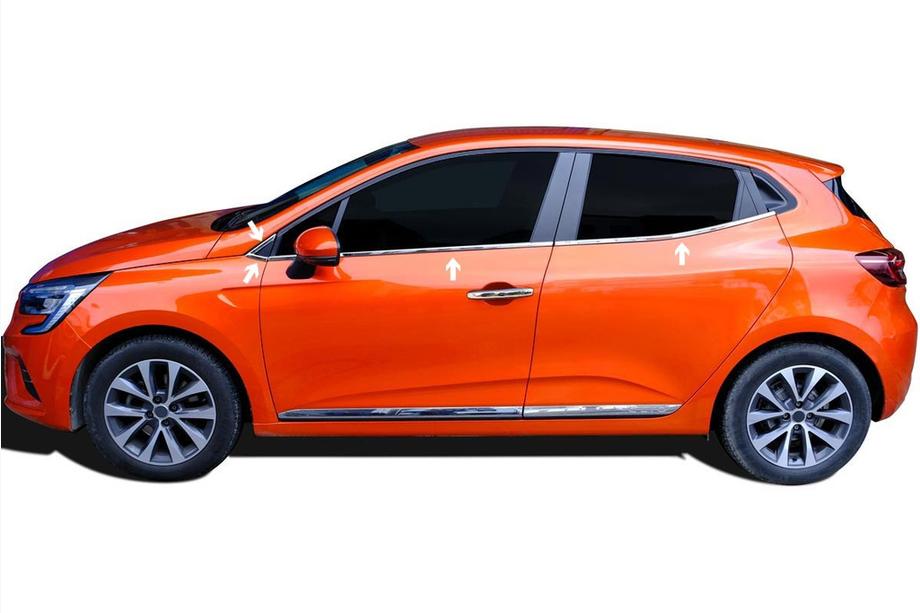 Renault Clio V 2019– Logu apakšējās hromētās līstes (8 gab., nerūsējošais tērauds) Image