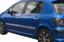 Peugeot 307 2001–2008 Ārējās logu apmales (4 gab., nerūsējošais tērauds) foto 1