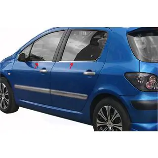 Ārējās logu apmales (4 gab., nerūsējošais tērauds) Peugeot 307 2001–2008 foto 1
