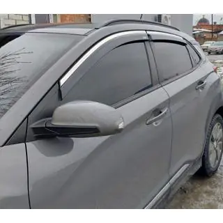 Logu vēja deflektori ar hromētu līsti (4 gab., Niken) foto 2