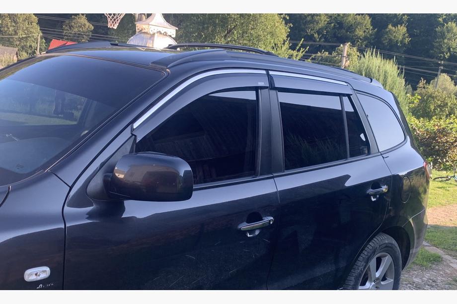 Hyundai Santa Fe 2 2006–2012 Logu vēja deflektori ar hromētu līsti (4 gab., Niken) Image