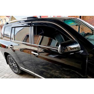 Logu vēja deflektori ar hromētu līsti (4 gab., Niken) Toyota Highlander 2008–2013 foto 4