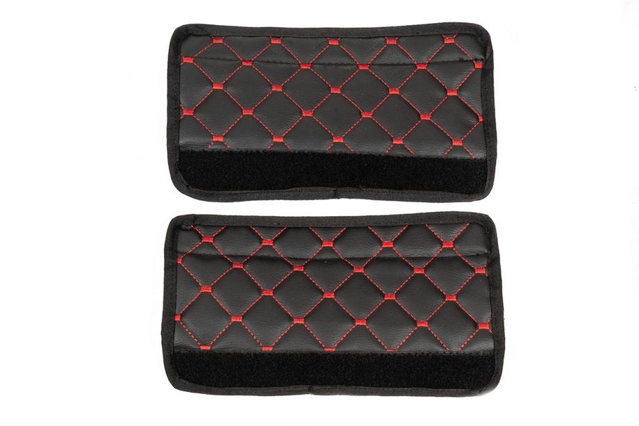ECO drošības jostas uzlikas (2 gab., melnas ar sarkanu diegu) Foto 6