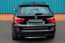 BMW X3 F25 2011–2018 Nerūsējošā tērauda aizmugurējā bampera uzlika OmsaLine (spīdīga, nerūsējošais tērauds) foto 3