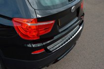 BMW X3 F25 2011–2018 Nerūsējošā tērauda aizmugurējā bampera uzlika OmsaLine (spīdīga, nerūsējošais tērauds) foto 2