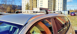BMW X3 F25 2011–2018 Šķērssijas integrētajiem jumta reliņiem, slēdzamas ar atslēgu Skybar V2 (2 gab.) foto 1