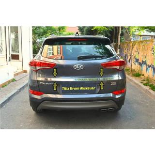 Izpārdošana Apmales līste virs numura zīmes (2015–2018, augšējā, plata, nerūsējošais tērauds) Hyundai Tucson TL 2016–2021 foto 2