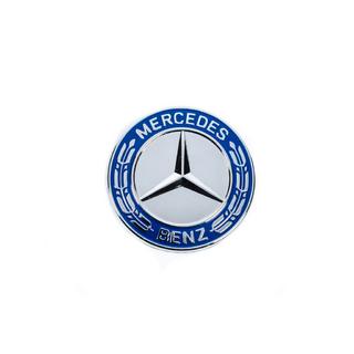 Aizbāznis emblēmas vietā uz motora pārsega Mercedes (zils un hroms, 57 mm) foto 2