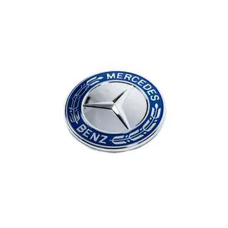 Aizbāznis emblēmas vietā uz motora pārsega Mercedes (zils un hroms, 57 mm) foto 1