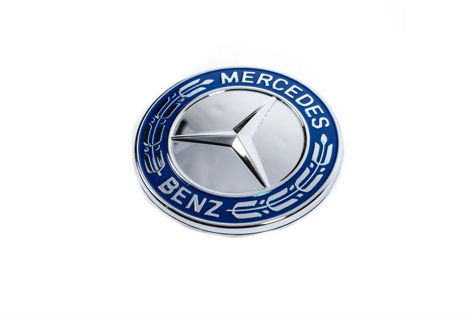 Mercedes-Benz Aizbāznis emblēmas vietā uz motora pārsega Mercedes (zils un hroms, 57 mm) Foto 1