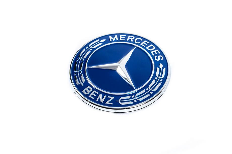 Mercedes-Benz Aizbāznis emblēmas vietā uz motora pārsega Mercedes (zils, 57 mm) Foto 1