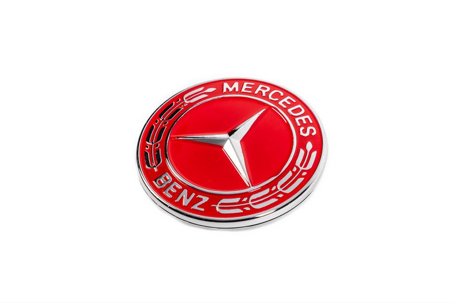 Mercedes-Benz Emblēmas aizbāznis motora pārsegam Mercedes (sarkans, 57 mm) Foto 2