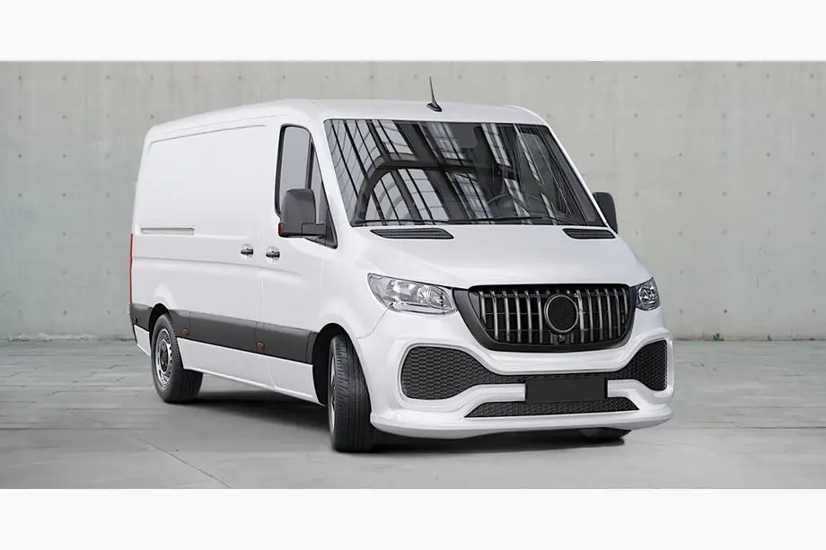 Mercedes Sprinter W907/W910 2018– Priekšējais bamperis ar režģi (polipropilēns, krāsošanai) Foto 7