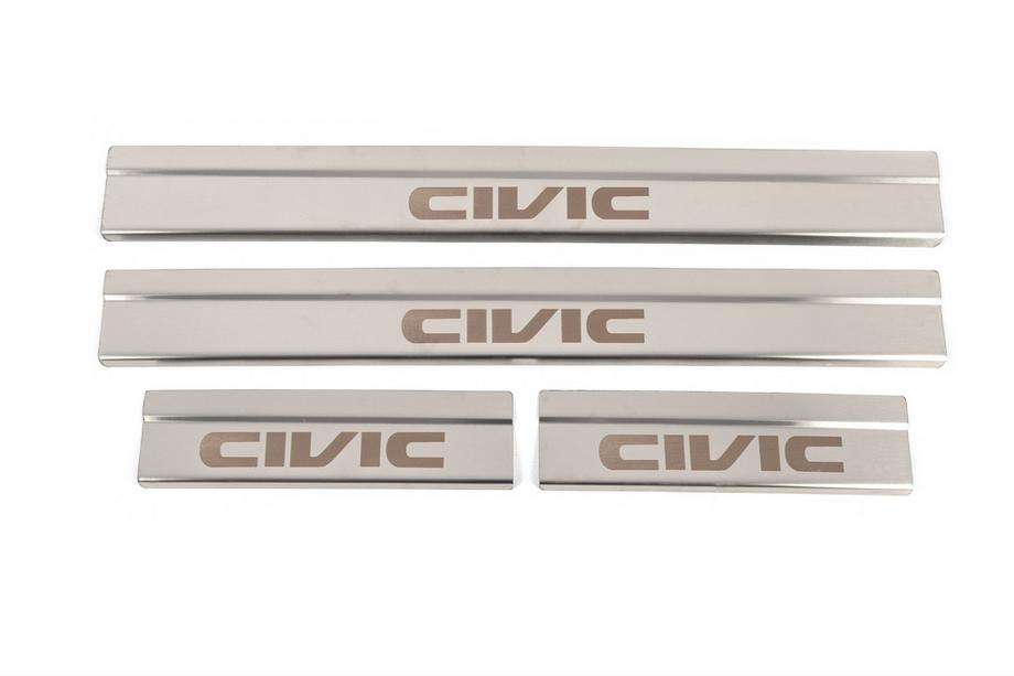 Honda Civic Sedans X 2016–2021 Sliekšņu uzlikas (4 gab., nerūsējošais tērauds) Foto 1