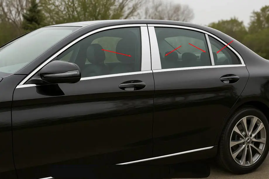 Mercedes C-class W205 2014–2021 Durvju statņu uzlikas (6 gab., nerūsējošais tērauds) Foto 1